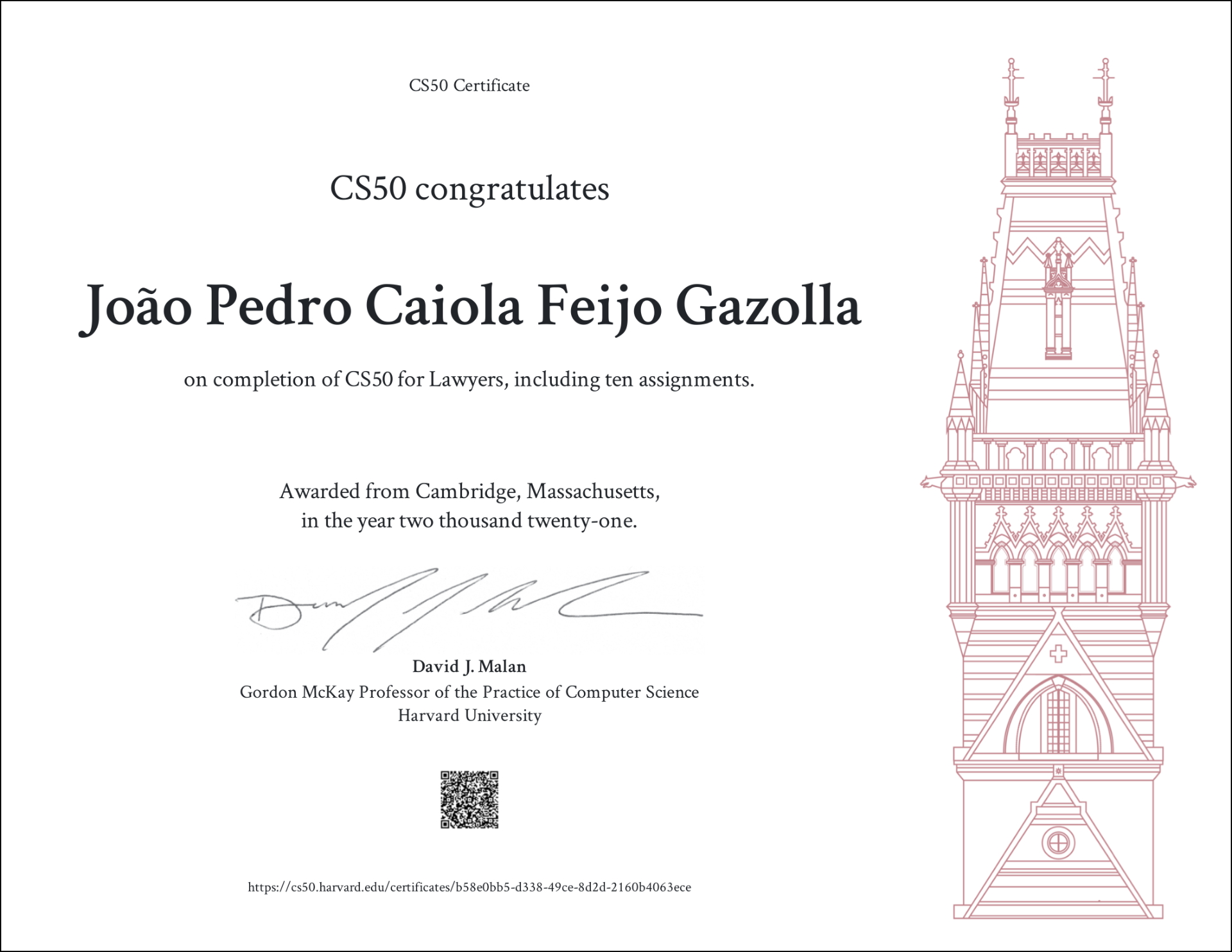 Certificado CS50L: Computer Science for Lawyers