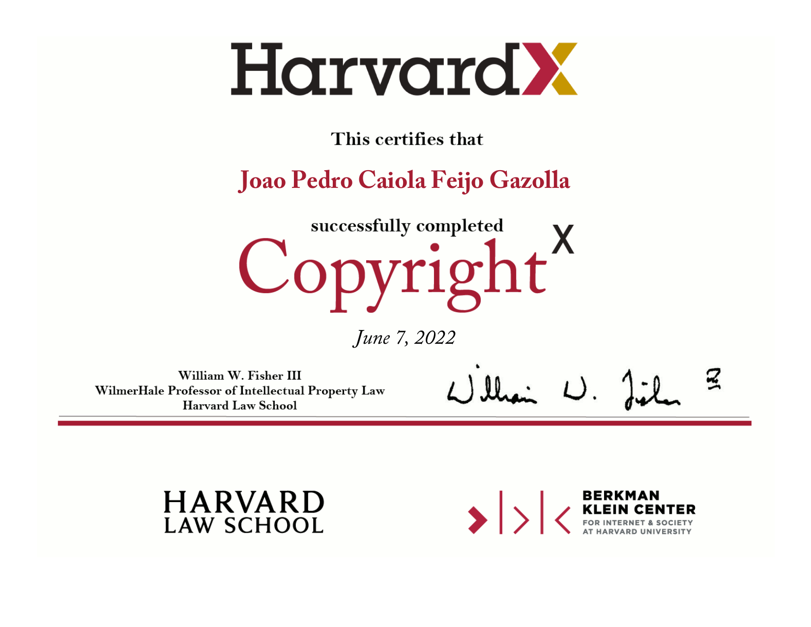 Certificado CopyrightX